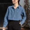 The new style of long-sleeved denim shirt for women in 2023 is fashionable and high-end. Layering loose tops, shirts and coats are trendy for women Specification image